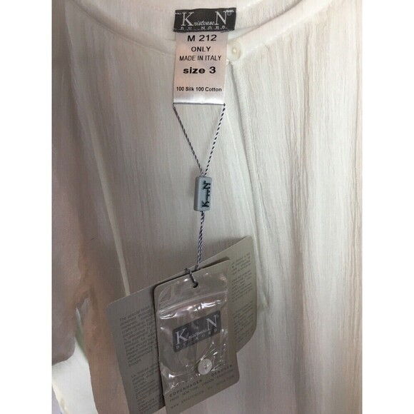 NEW KristenseN Du Nord 10 12  White 100% Silk Sheer Blouse Women’s 3 Top Italy - Picture 6 of 7